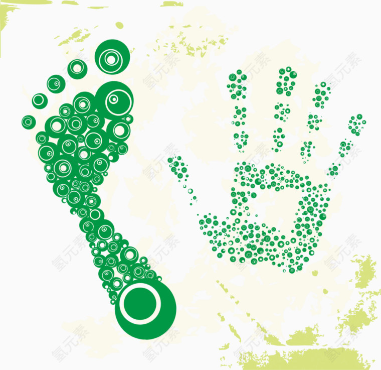 绿色手掌脚掌印