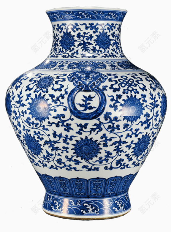 景德镇蓝色花纹瓷瓶