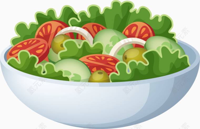 童趣可爱大碗美食蔬菜卡通装饰图案