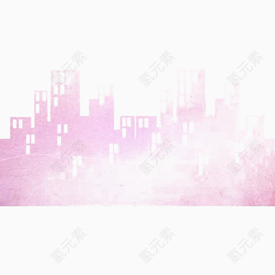 粉色水墨城市