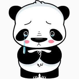 卡通满眼泪水的熊猫