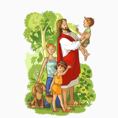 矢量耶稣复活抱着小孩