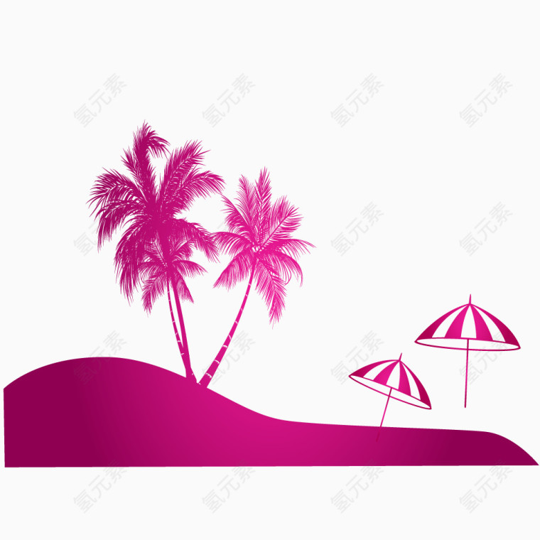 海边椰子树风景元素矢量