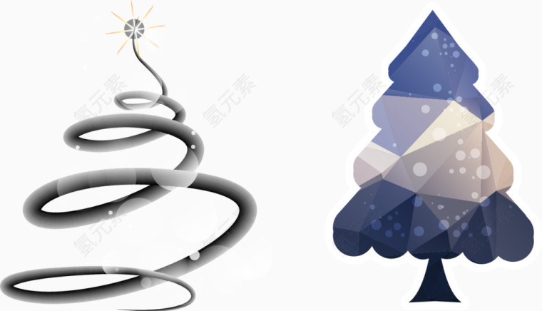 矢量手绘2个创意圣诞树