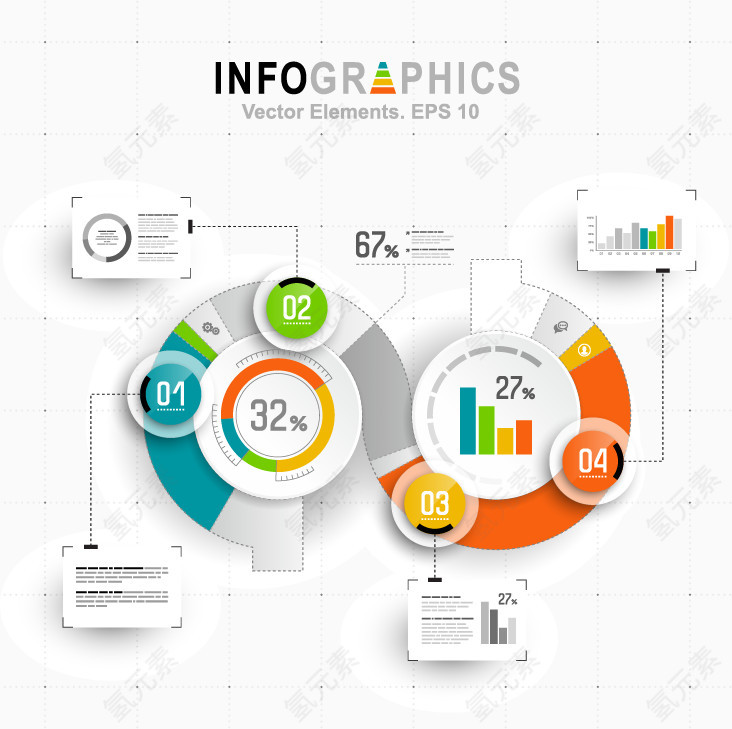 矢量PPT信息图表统计数据素材