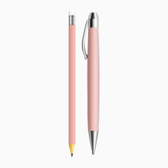 矢量粉红铅笔签字笔圆珠笔