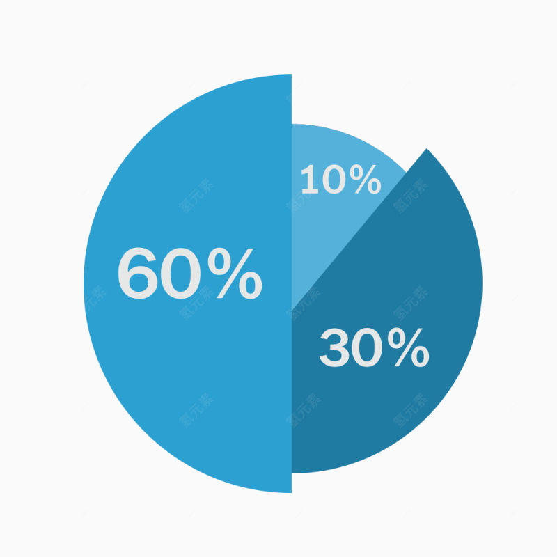 蓝色圆形数据占比ppt矢量素材下载