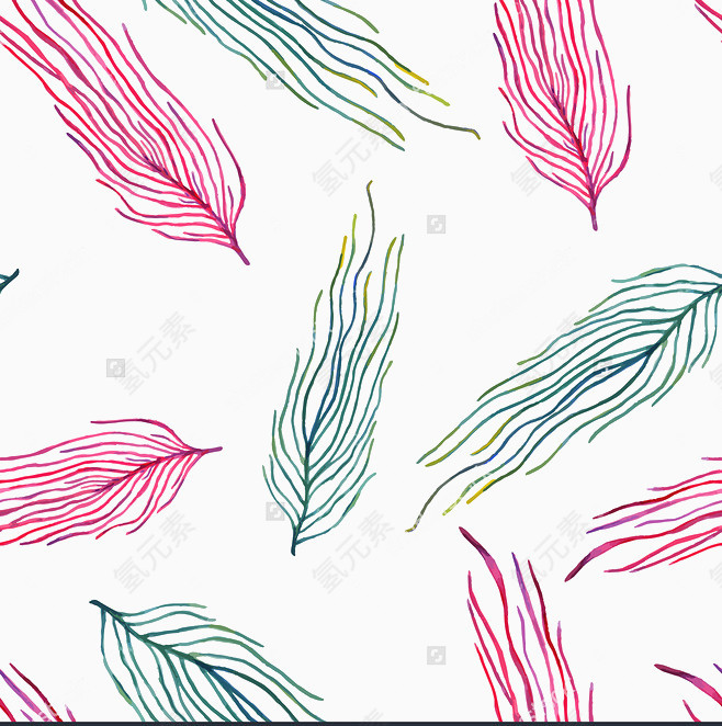 水彩藻类无缝模式，水彩纹理