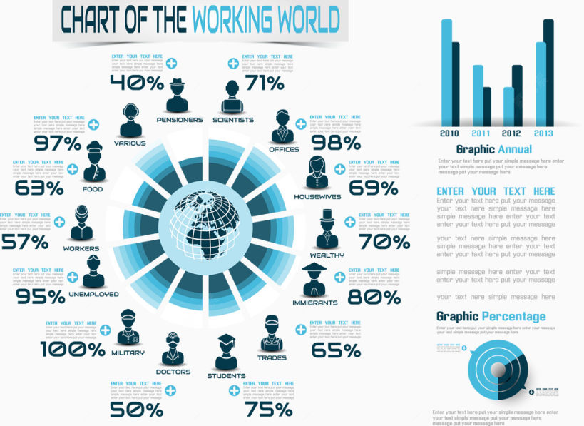 装饰蓝色世界工作者数据分析图表下载