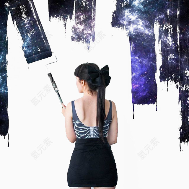 女孩刷墙自画像