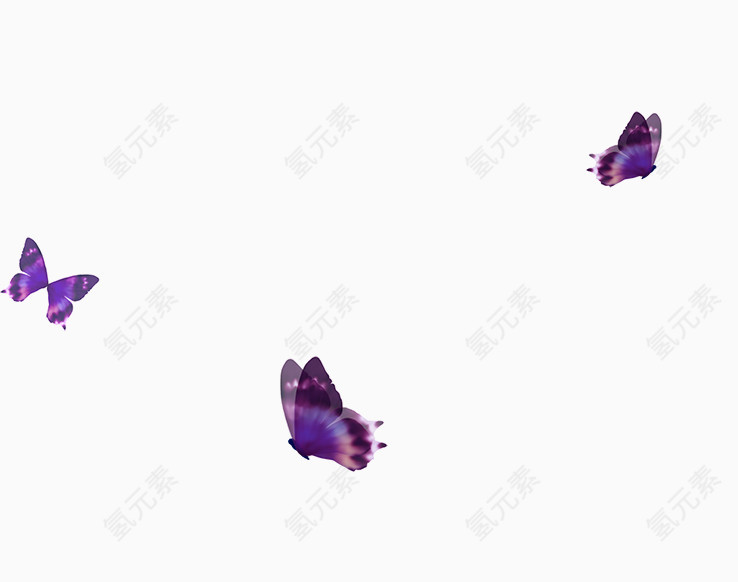 三只紫色唯美蝴蝶