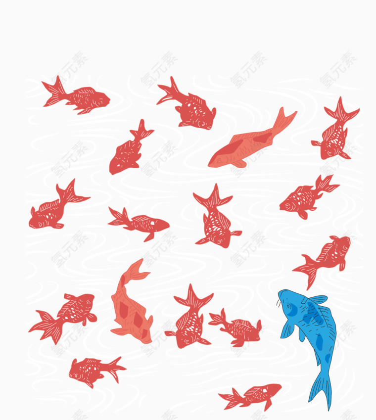 红色小鱼矢量图