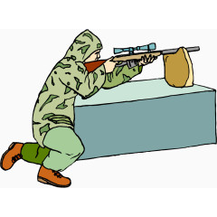 卡通手绘持枪射击士兵