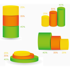 矢量手绘立体柱状图