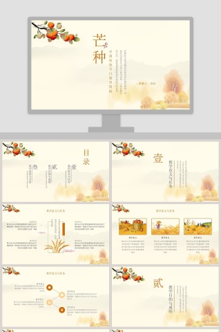 中国传统节日芒种教育PPT模板下载
