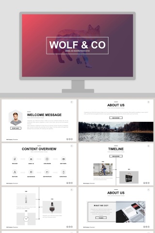 全动态简约简单大气黑白色欧美极简PPT