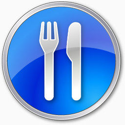 蓝色的餐厅标志图标
