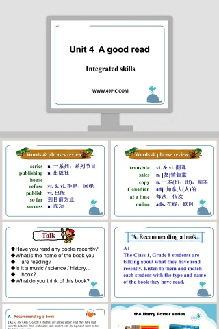 Unit 4  A good read-Integrated skills教学ppt课件