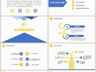 黄蓝商务扁平简约安全管理培训通用课件PPT模板安全生产PPT