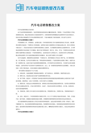 汽车电话销售整改方案下载