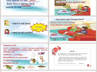 Unit 3  Lesson 1-I want to eat noodles教学ppt课件