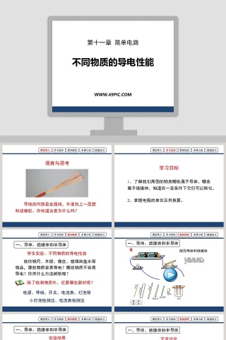 第十一章 简单电路-不同物质的导电性能教学ppt课件
