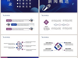 简约蓝色新闻媒体发布会PPT模板