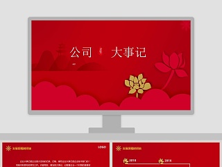 红色中国风公司大事记PPT