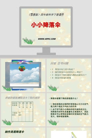 鄂教版四年级科学下册课件-小小降落伞教学ppt课件
