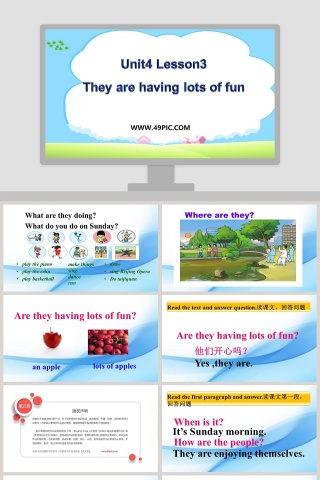 Unit4 Lesson3They are having lots of fun - 简历竞聘行业PPT模板内容