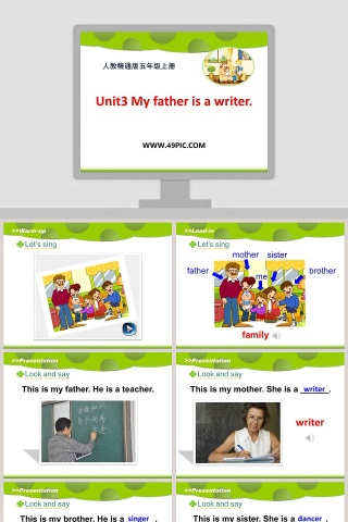 人教精通版五年级上册-Unit3 My father is a writer教学ppt课件下载