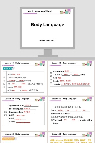 人体语言-单元7 PPT模板下载