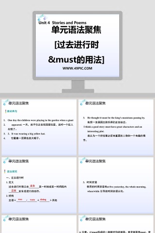 基于PPT模板的教育培训：单元语法聚焦过去进行时must的教学设计