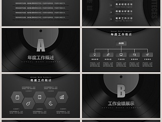 黑色音乐唱片总结汇报PPT模板