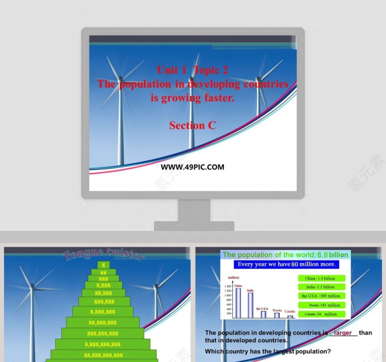 Unit 1  Topic 2-The population in developing countries is growing faster - PPT模板第1张