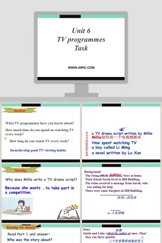 Unit 6TV programmesTask PPT模板使用指南
