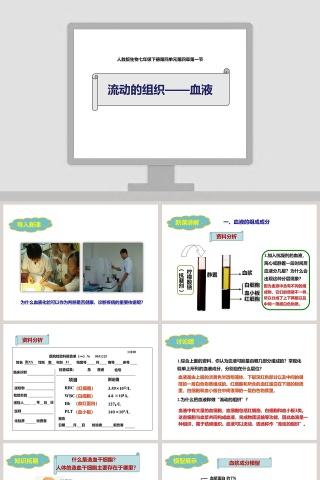 人教版生物七年级下册第四单元第四章第一节-流动的组织教学ppt课件