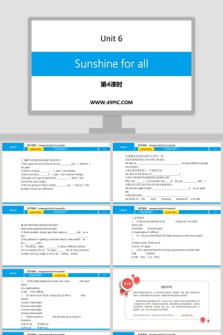 Sunshine for allUnit 6第教学ppt课件