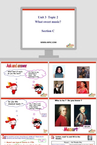 Unit 3  Topic 2-What sweet music教学ppt课件