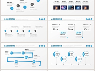 欧美风企业发展时间线蓝色PPT模板