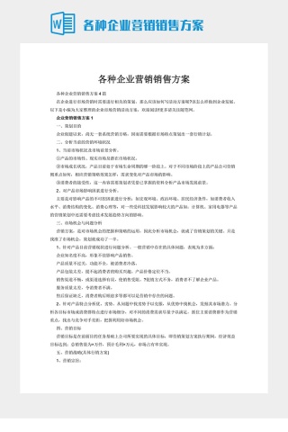 各种企业营销销售方案下载