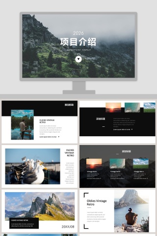 高级大气山水项目介绍PPT模板