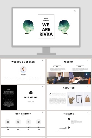 全动态简约简单大气黑白色欧美极简PPT