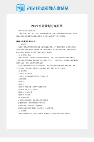 2021公益策划方案总结下载