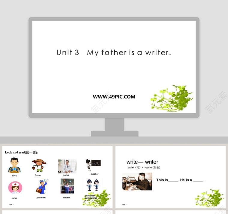 Unit 3   My father is a writer教学ppt课件第1张