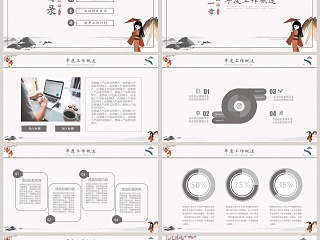 日系复古年度工作总结PPT