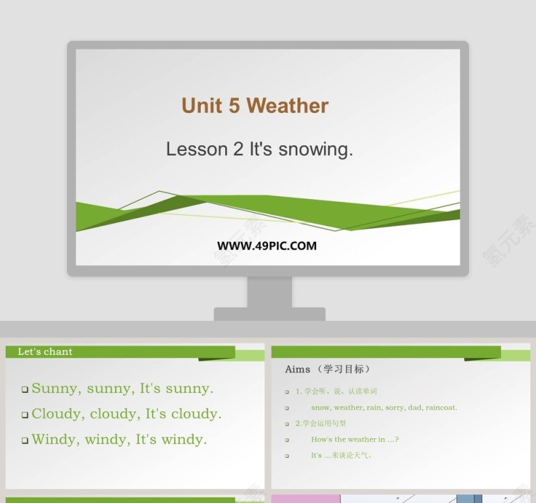 Unit 5 Weather-Lesson 2 Its snowing - 教育培训PPT模板第1张