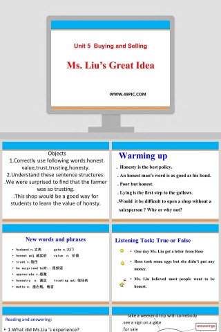 Ms Lius Great Idea-Unit 5  Buying and Selling教学ppt课件