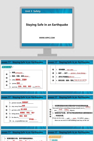 Staying Safe in an Earthquake-Unit 3  Safety教学ppt课件下载