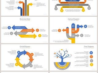 多彩箭头可视化图表集PPT模板